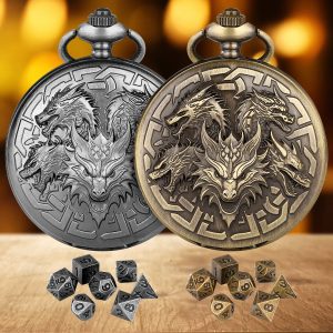 Retro Creative Pocket Watch Shaped Tabletop Game Dice Set -7PCS Metal Polyhedral Dice, Steampunk Style Portable DND Dice Set, Exquisite Metal Craftsmanship, Adding Unique Charm To Tabletop Games