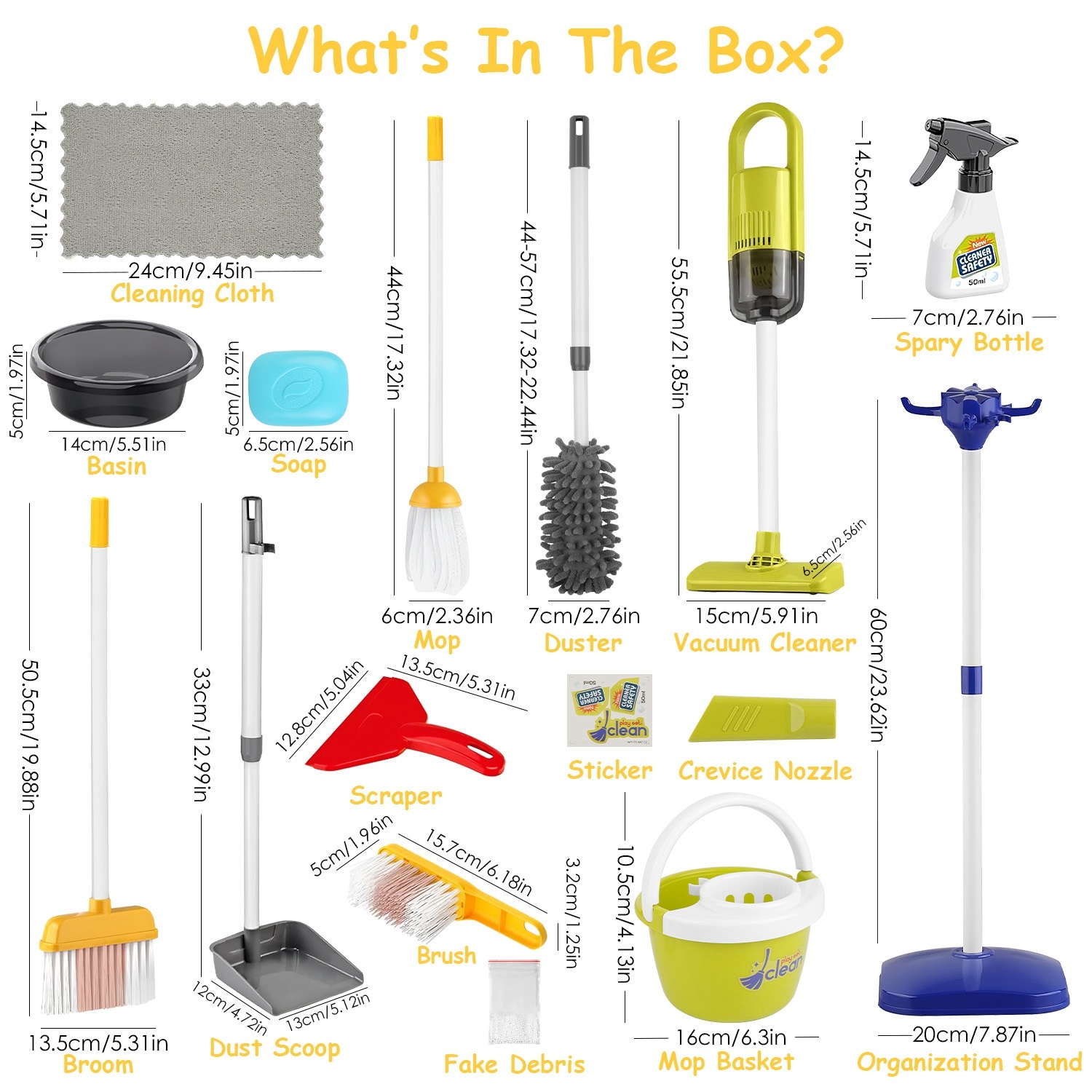 Set Of 14Pcs Kids Cleaning Toy Set Toddler Housekeeping Pretend Play Kit With Vacuum Cleaner Broom Mop Organization Stand For Boys Girls Aged 3 4 5 - Image 7