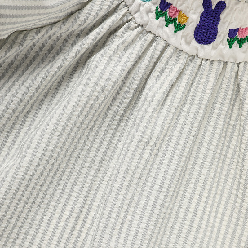 Infant Baby Girls' Easter Bunny Smocked Dress Embroidered Short Sleeve Casual Summer Dress - Image 8