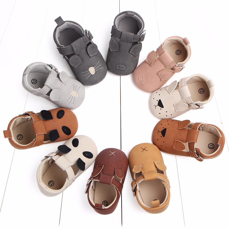 Spring and autumn cartoon animal baby shoes matte leather non-slip soft bottom baby shoes