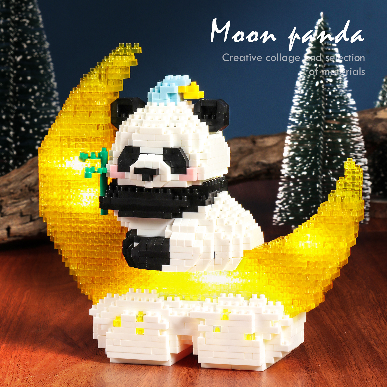 1288PCS Moon Panda Building Block Sets With LED Light, Mini Blocks Building Sets For Adults, Animal Night Lamp, Panda Night Light, DIY Bricks Gift For Adults - Image 6