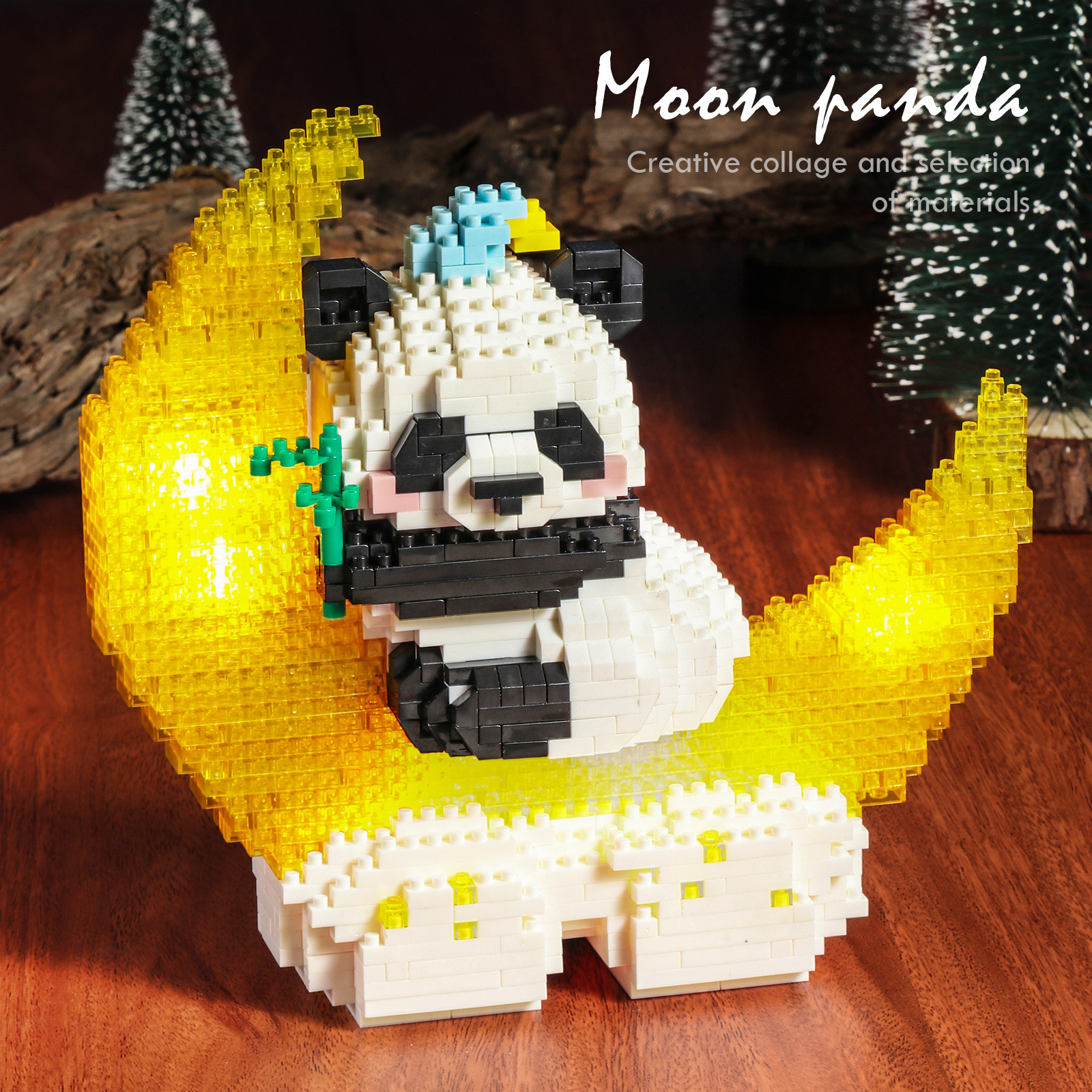 1288PCS Moon Panda Building Block Sets With LED Light, Mini Blocks Building Sets For Adults, Animal Night Lamp, Panda Night Light, DIY Bricks Gift For Adults - Image 4