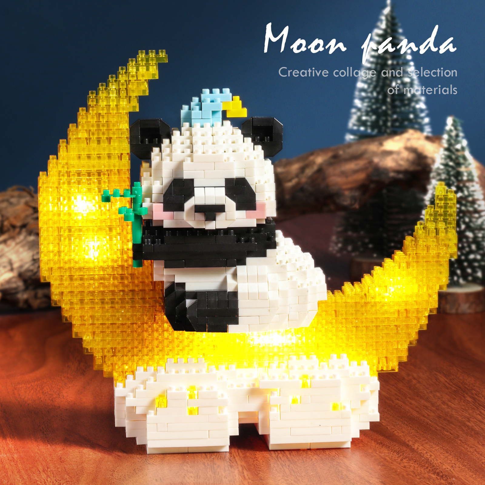 1288PCS Moon Panda Building Block Sets With LED Light, Mini Blocks Building Sets For Adults, Animal Night Lamp, Panda Night Light, DIY Bricks Gift For Adults - Image 3