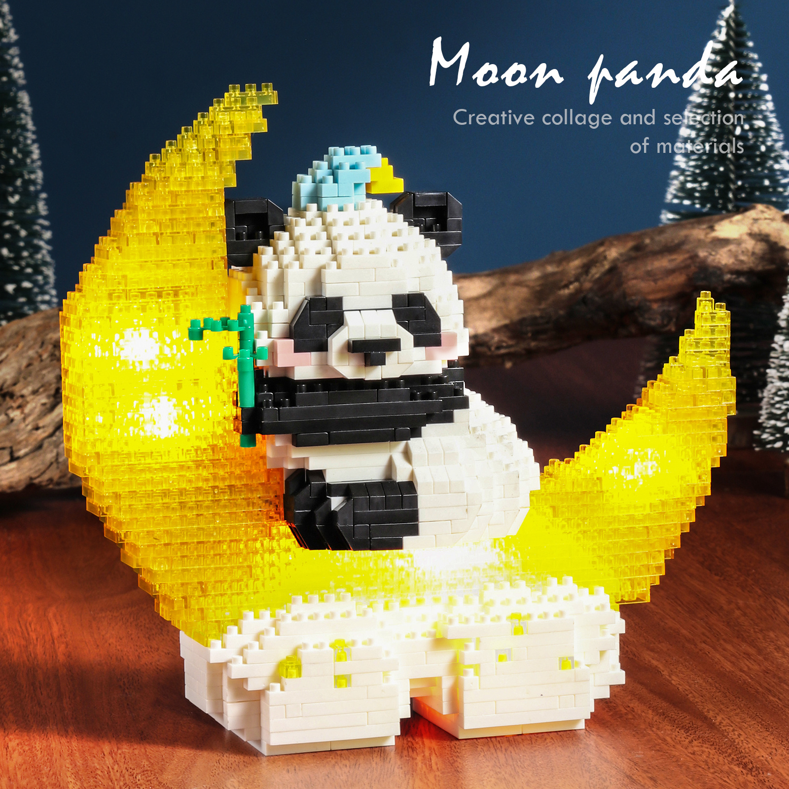 1288PCS Moon Panda Building Block Sets With LED Light, Mini Blocks Building Sets For Adults, Animal Night Lamp, Panda Night Light, DIY Bricks Gift For Adults - Image 5