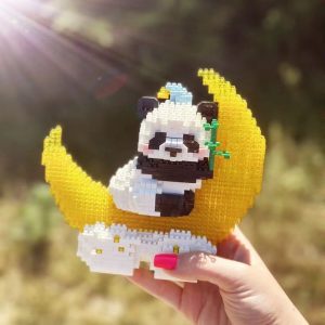 1288PCS Moon Panda Building Block Sets With LED Light, Mini Blocks Building Sets For Adults, Animal Night Lamp, Panda Night Light, DIY Bricks Gift For Adults