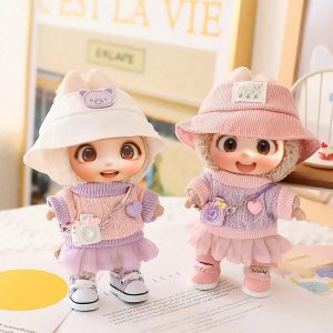 5PCS-Set Cute Hat Shoes Doll Clothes Outfit Set For LABUBU 15CM-17CM Doll, Adorable Dress Up Accessories For Doll - Dolls Not Included